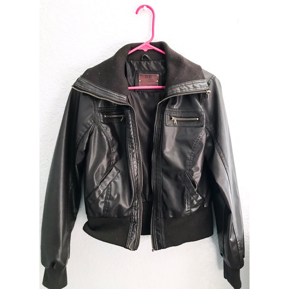 Dark brown faux leather jacket